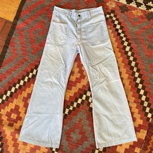 Vintage Baby Blue High Waisted Wide Leg Sailor Pants 30x28